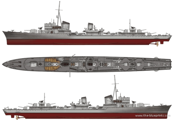 Корабль DKM Z-37 [Destroyer] - чертежи, габариты, рисунки